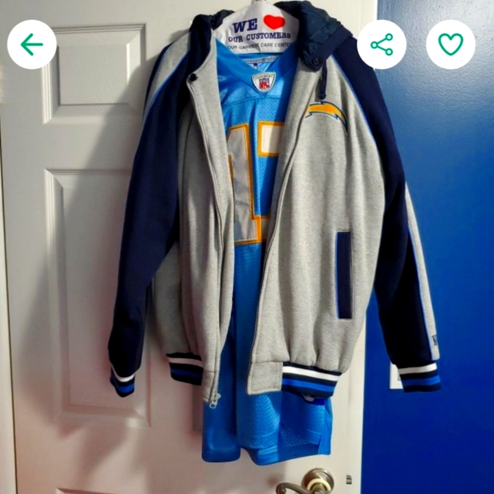 San Diego Chargers Jacket Philip Rivers jersey bundle.